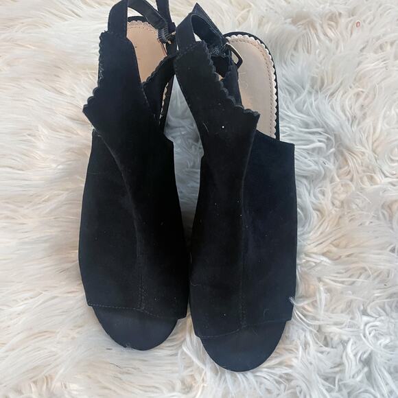 LC Lauren Conrad Sunstone Black Sling Back Heeled Booties Women's Size 9.5 - Picture 7 of 13